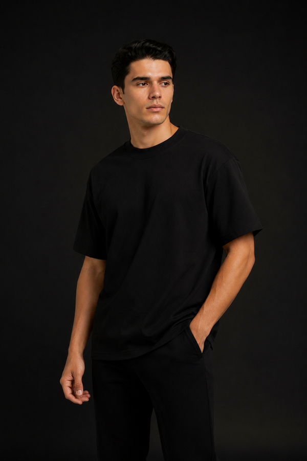 PLAYERA SEMI OVERSIZE 250G TIPO JERSEY PREMIUM - Negro
