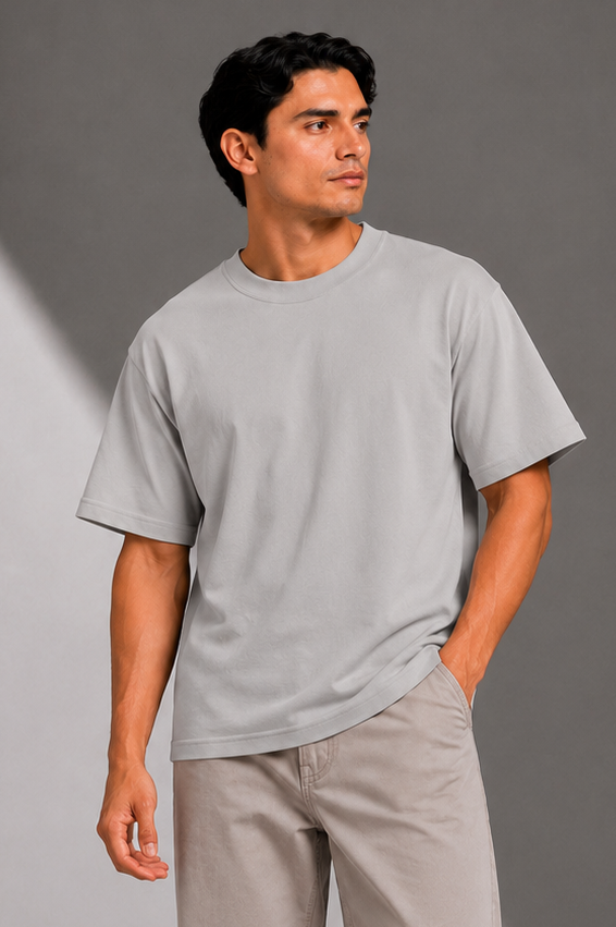 PLAYERA SEMI OVERSIZE 300G TIPO JERSEY PREMIUM - Gris