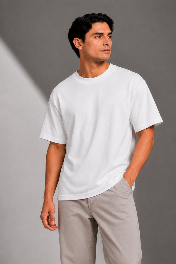 PLAYERA SEMI OVERSIZE 300G TIPO JERSEY PREMIUM - Blanco